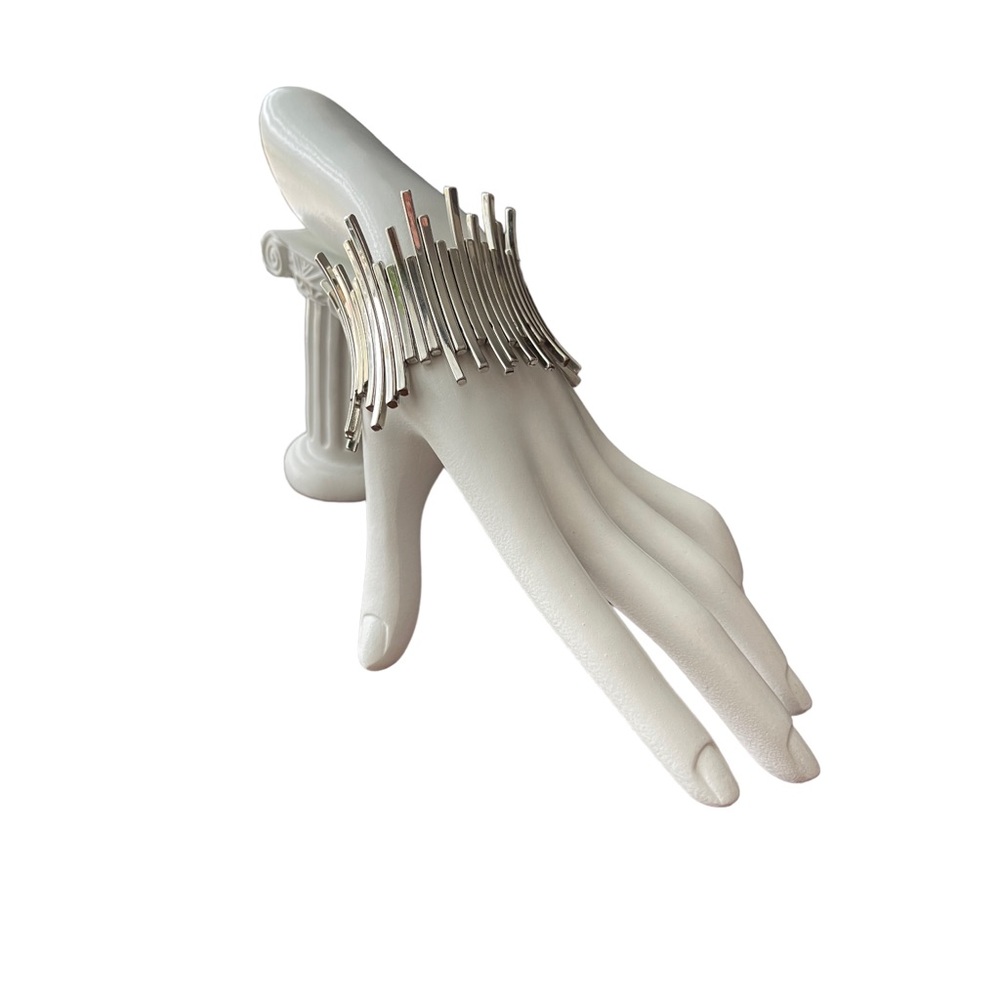 Silver Tone Heavy Stretch Bracelet
